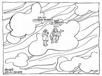 La viñeta que Mingote dedicó a Billy al día siguiente de su muerte: un claro recuerdo a las palabras de tantos directores que consideran a Wilder como "un dios".